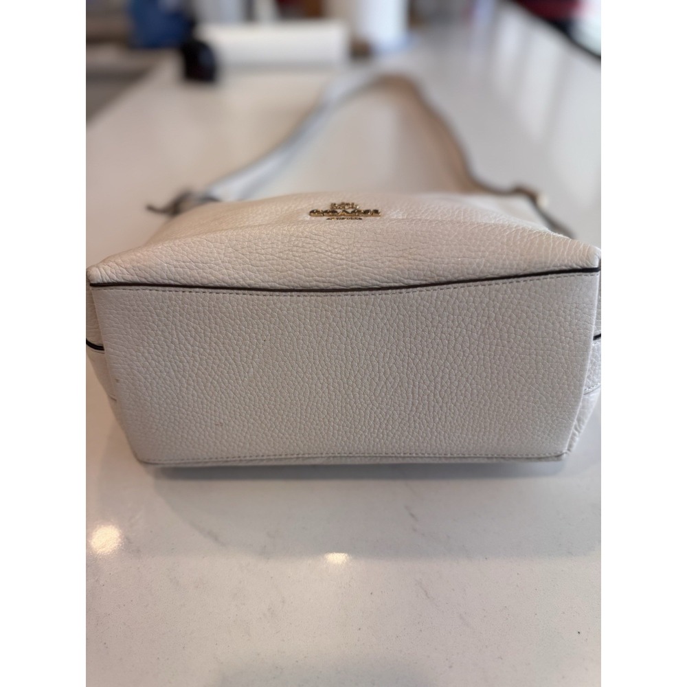 COACH C2818 Val‎ Duffle Pebble Leather Shoulder Bag Purse Chalk White Women's - Picture 12 of 16